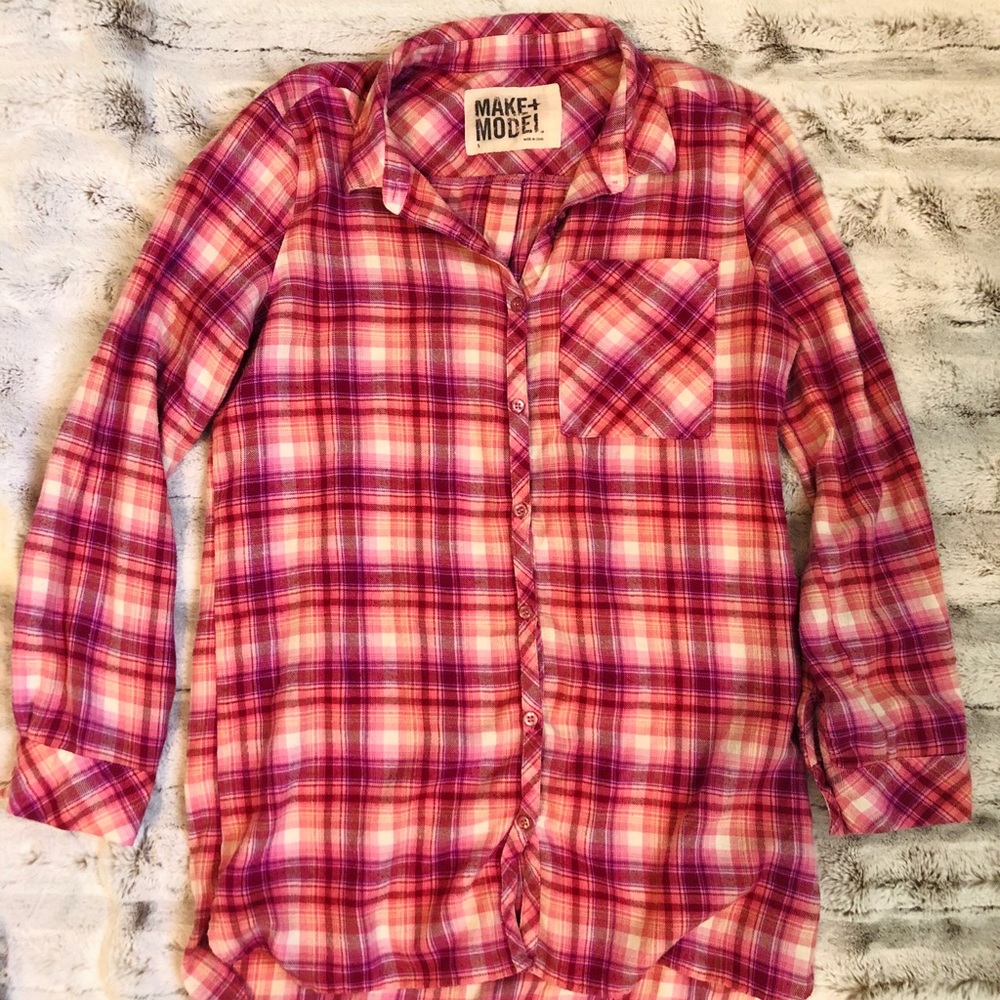Make + Model Lightweight Plaid Button-Down
